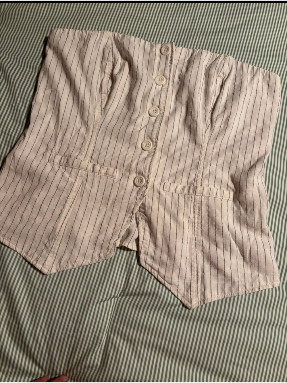 wild fable Cream and Black Striped Strapless Button Front Corset Top